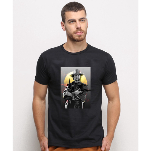 Camiseta masculina Preta algodao Clint Eastwood Personagem filme art