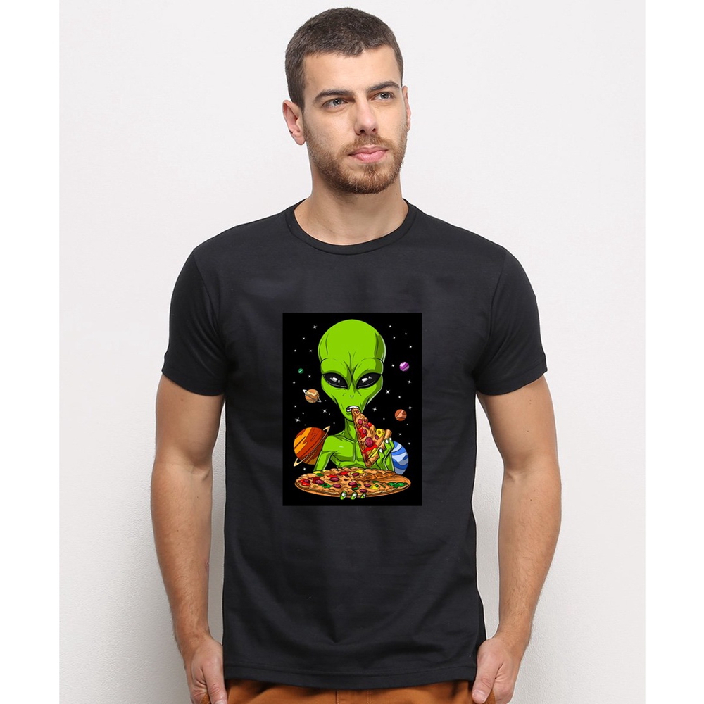 Camiseta masculina Alien Pizza Extraterrestre Desenho Camisa Blusa Branca  Estampada em Promoção na Americanas