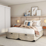 Base para Cama Box Queen Madden com Baú Suede (45x158x198) Bege