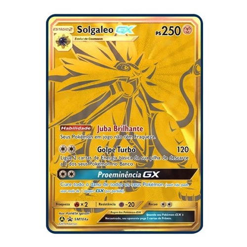 Carta Pokémon Lendário Solgaleo Gx Dourado Sol E Lua