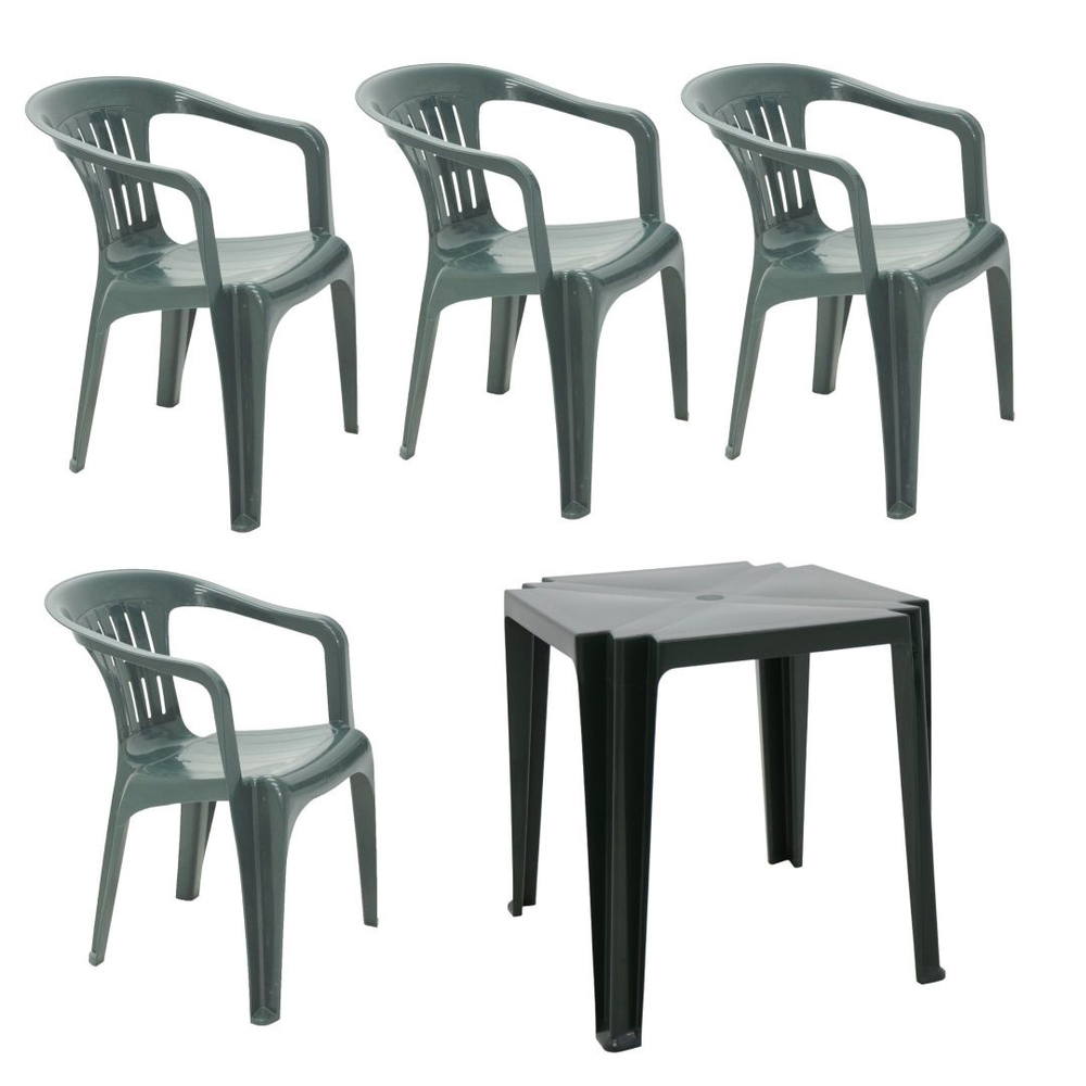 Conjunto de Mesa + 4 Cadeiras Plástico Tramontina