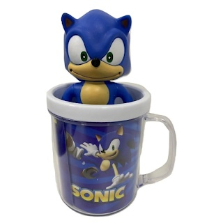 Boneco Sonic Vermelho 16cm Caneca 350m Sega Coleção (cores