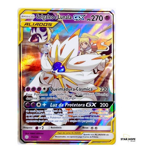 Carta de pokémon TCG- Solgaleo e Lunala-GX (75/236) carta pokémon