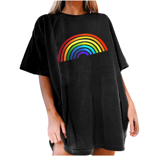 Mulheres Vintage Mangas Caidas Com Padrao Impresso Arco Iris Tops De Manga Curta Casual Em Promocao Ofertas Na Americanas