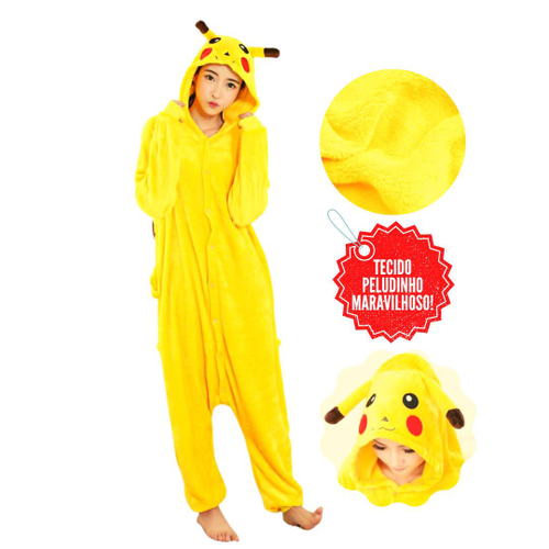 Pijama Infantil Macacão Fantasia Pokemon Pikachu Parmalat em Promoção na  Americanas