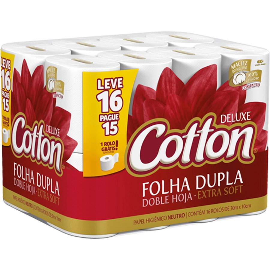 Papel Higiênico Folha Dupla Cotton Deluxe 16 Unidades Submarino