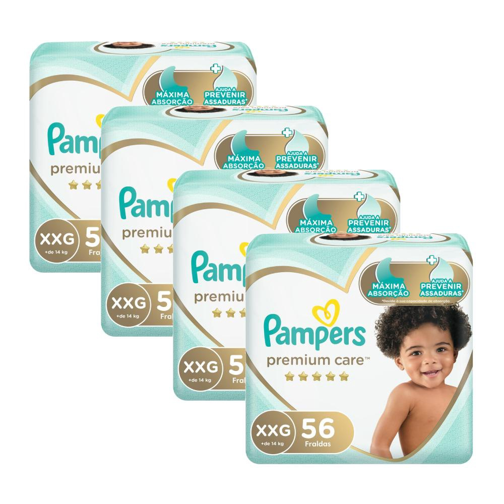 Kit Fralda Pampers Premium Care Nova Jumbo Tamanho xxg 224 Unidades em