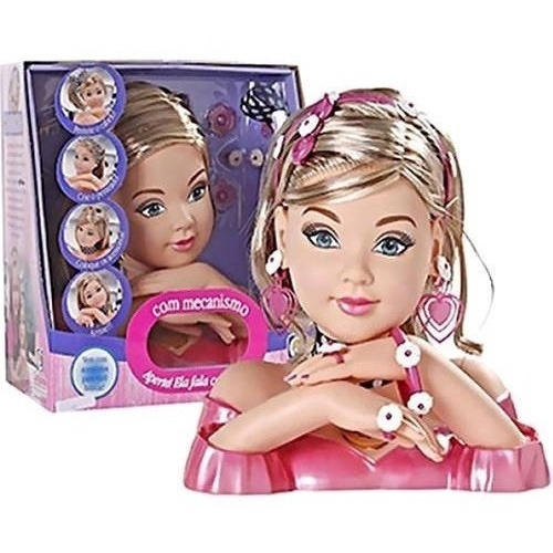 Boneca Charmosa Faz Penteado Maquiagem C/ Acessórios C/ Som - R$ 219,9