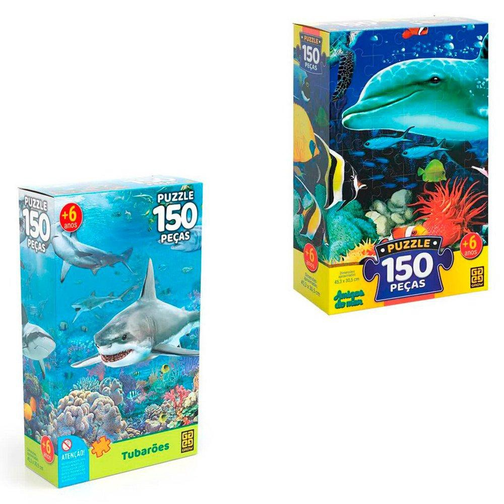 Quebra-Cabeças Amigos do Mar 150 Peças Grow : : Brinquedos e  Jogos