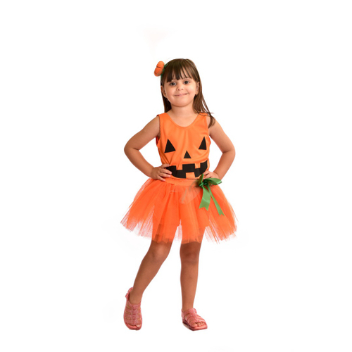 Fantasia Abobora Glamour Halloween Infantil - SKU 960529