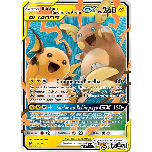 Jogo de cartas pokemon box raichu de alola copag 98458 98457