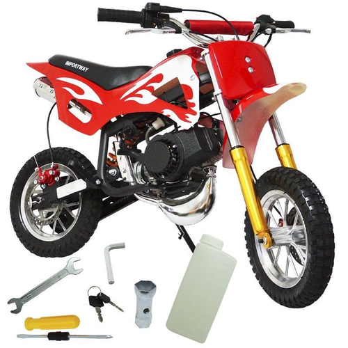 Mini Moto Infantil Partida Elétrica Gasolina 2T 49CC Cross Trilha Off Road  WVDB-005VM Vermelha