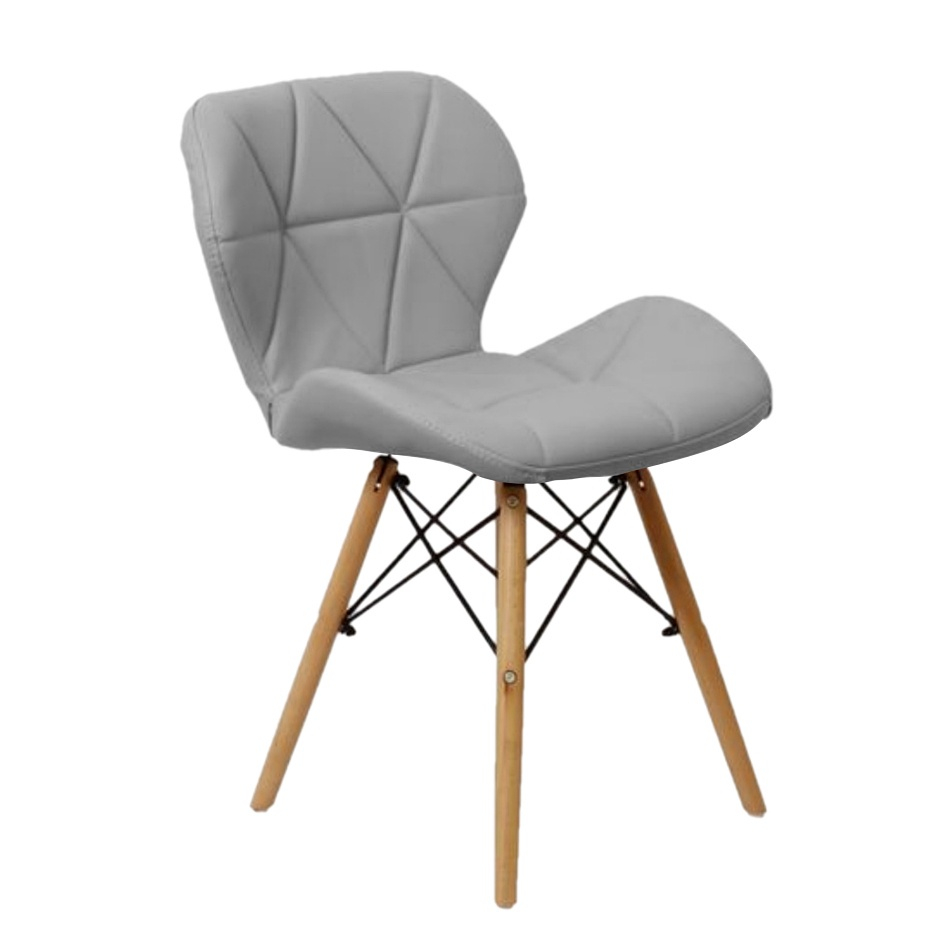 Cadeira Charles Eames Eiffel Slim Wood Estofada Cinza No Shoptime