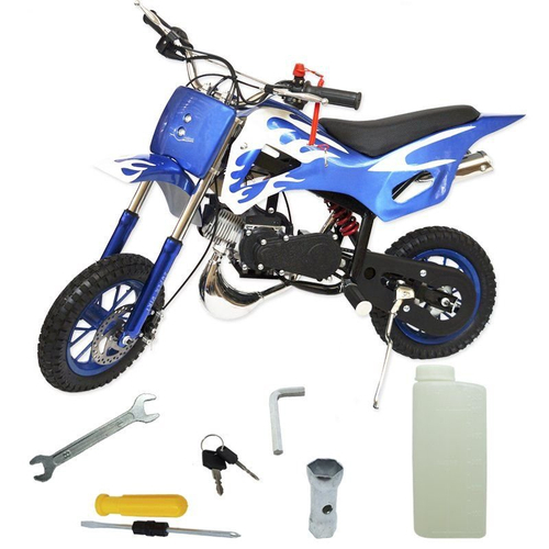 Mini Moto Criança Infantil Cross 49cc 2tempo Gasolina Azul em