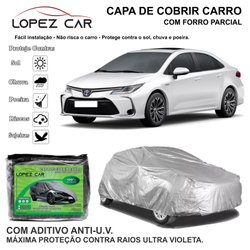 Capa Cobrir Carro Toyota Corolla Forrada e 100% Impermeável, Protege do Sol e Chuva. Menor preço em Capa Cobrir Carro Toyota Corolla Forrada e 100% Impermeável, Protege do Sol e Chuva.