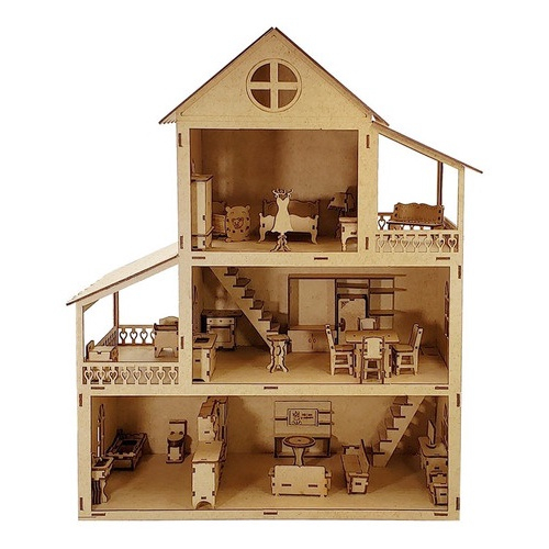 Casa Barbie Casinha De Bonecas Mdf Cru 80 Cm - Collore - Casinha