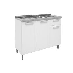 Balcão Bertolini Múltipla 6013 Aço Pia 105cm Branco Menor preço em Balcão Bertolini Múltipla 6013 Aço Pia 105cm Branco