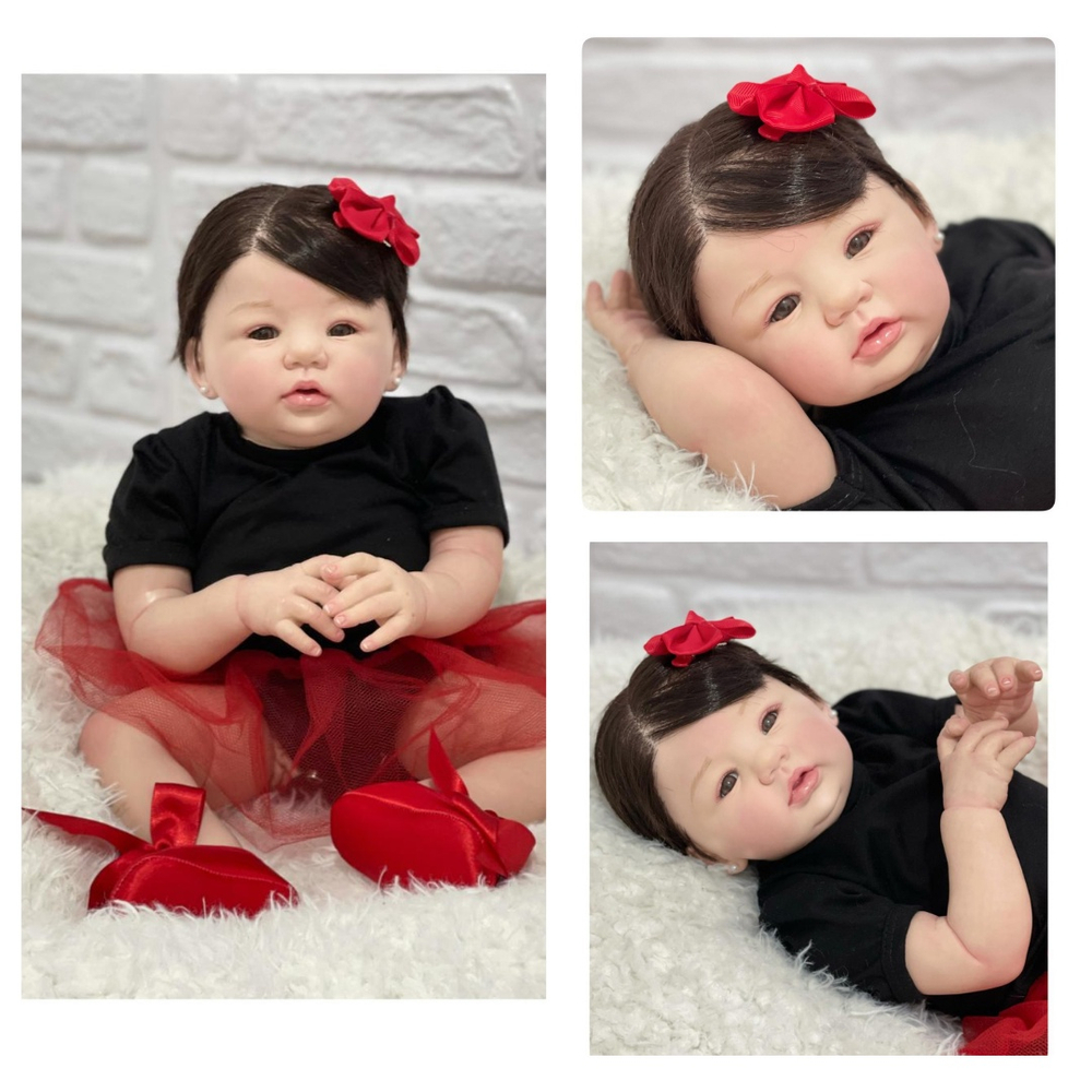 Bebe Reborn Menina Carmela Silicone Cabelo Fio A Fio - ANA DOLLS