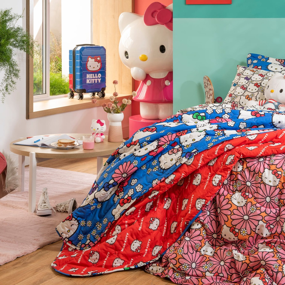 Jogo de Lençol Percal Hello Kitty 4 Peças artex - King - Branco em