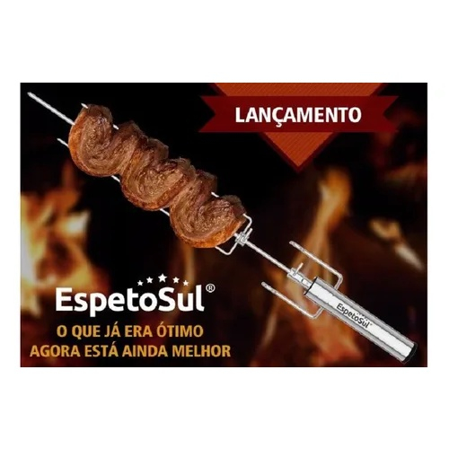 Espeto Giratório Espetosul Flex Inox Churrasco A Pilha