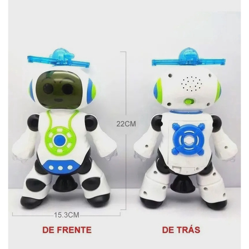 Brinquedo Robô Dança Gira 360 Graus Robot Som & Luz. No Shoptime