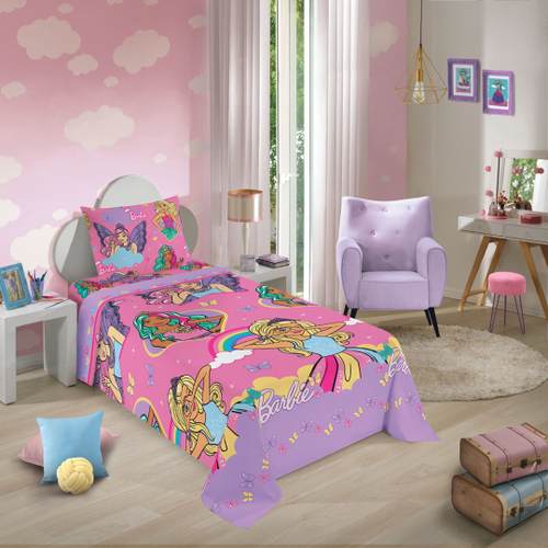 Jogo De Cama Barbie Menina Reinos Magicos Infantil 2 Peças Lepper