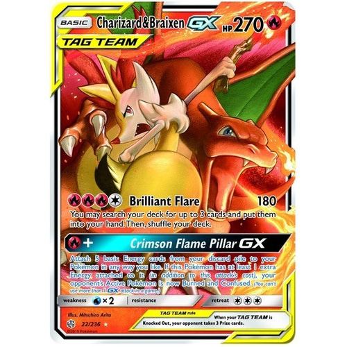 Carta Pokémon Charizard & Braixen Gx Lançamento Em Português em