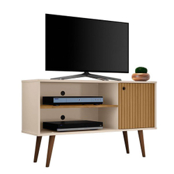 Rack Jade Estilo Retrô Para TVs até 42 Polegadas - Bechara - Off-White/Cinamomo/Ripado Menor preço em Rack Jade Estilo Retrô Para TVs até 42 Polegadas - Bechara - Off-White/Cinamomo/Ripado