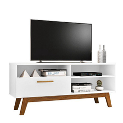 Rack Paládio Para TVs Até 55 Polegadas c/ 01 Porta Pés de Madeira Maciça - Bechara - Branco é boa?