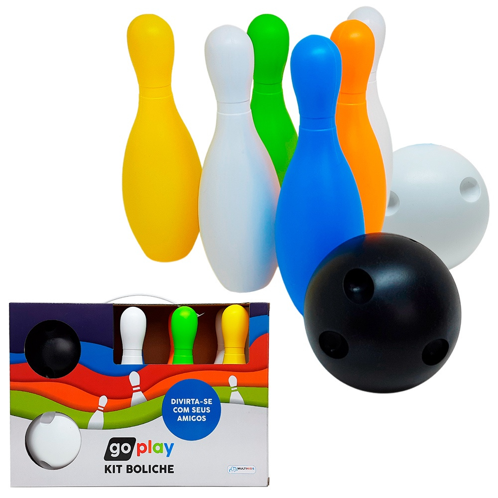 Jogo de Boliche Brinquedo Infantil 6 Pinos 2 Bolas 22cm 8Pçs - Esportes