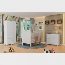 Quarto Infantil com Berço Mini Cama Cloe, Guarda Roupa 3 Portas e Cômoda Junior Móveis Peroba Menor preço em Quarto Infantil com Berço Mini Cama Cloe, Guarda Roupa 3 Portas e Cômoda Junior Móveis Peroba