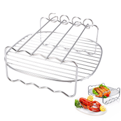 Cremalheira para churrasco ar fritadeira substituição double-deck casa aço inoxidável churrasco titular espetos bandeja de cozimento é boa?