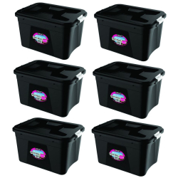 Kit 6 Caixas Contêiner Organizador Multiuso 56 Litros Preto c/ Tampa é boa?