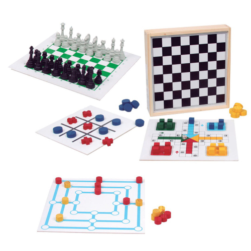 Conjunto Jogos 5x1 Dama Jogo Da Velha Ludo Trilha Xadrez