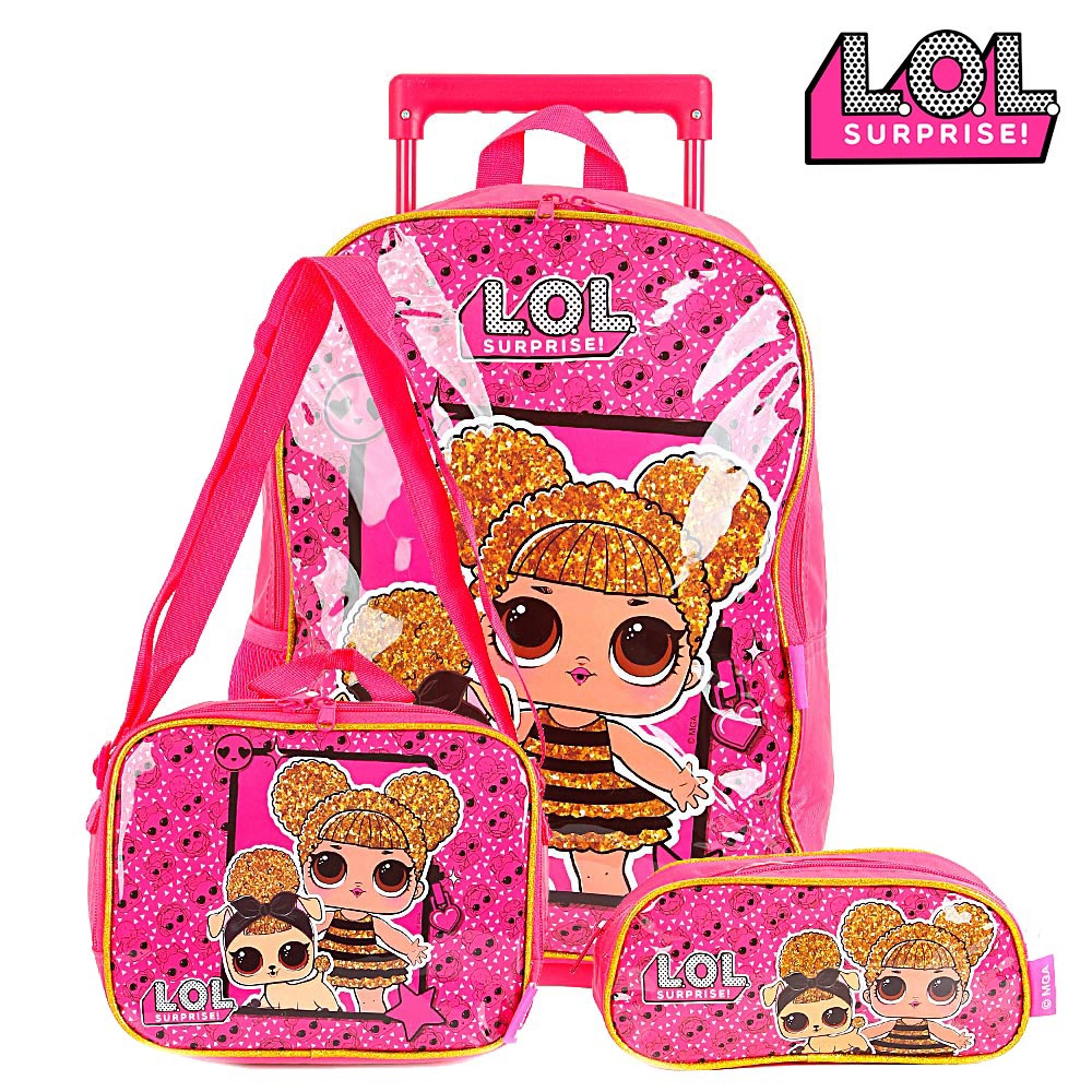 Kit Mochila Escolar Infantil Lol Bffs 4 Eva Com Rodinhas