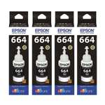 Kit 4 Refis Epson T664 para Ecotank Original Preto