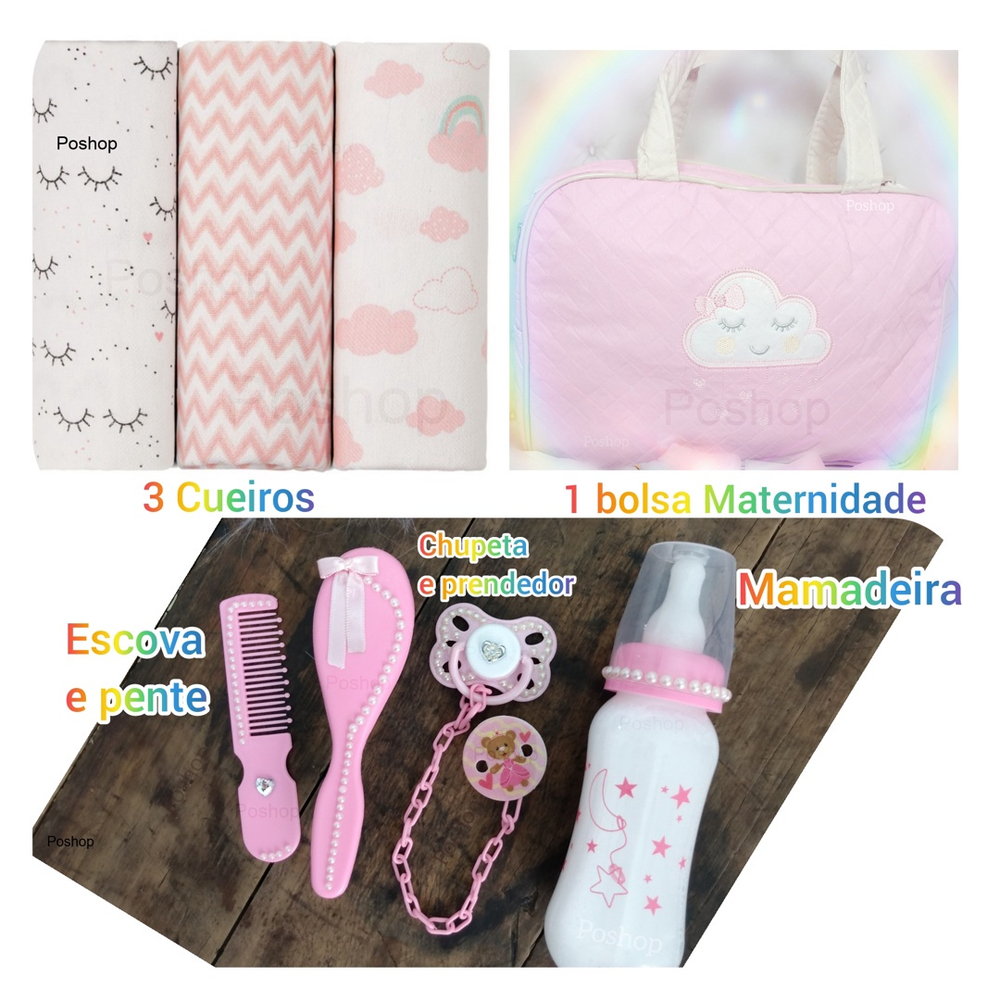 Conjunto P Bebê Reborn Chupeta E Mamadeira Bolsa Maternidade