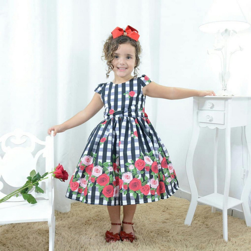 Vestido xadrez preto hot sale e branco infantil