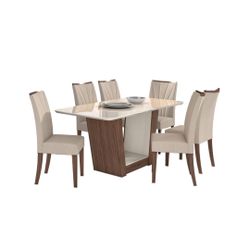 Conjunto Sala de Jantar Mesa de Jantar e Cozinha Mesa com Tampo de Vidro 170cm e 6 Cadeiras Apogeu Móveis Lopas Imbuia é boa?