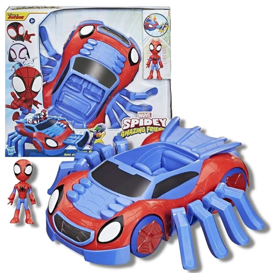 Marvel, Boneco Homem-Aranha e Carro-Aranha Spidey, Azul