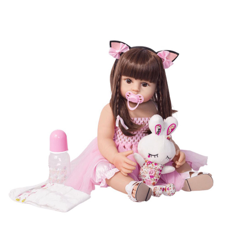 Boneca bebe reborn princesa original realista silicone 55 cm nova baby