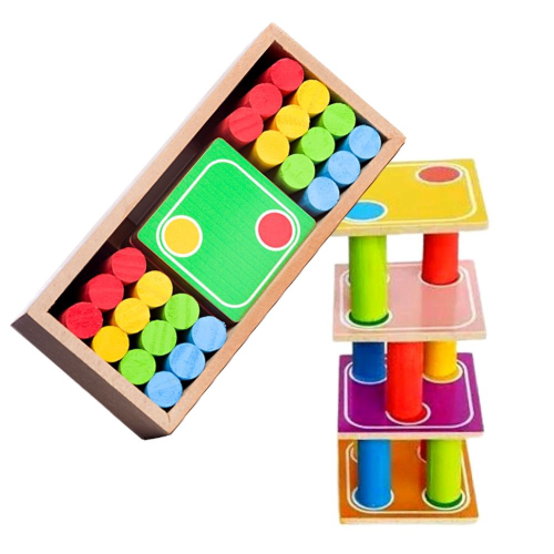 Jogo Torre Inteligente Madeira Montessoriano Para Bebê Brinquedos Meninos  Meninas Pedagógico 3 Anos