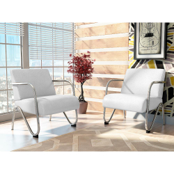 Conjunto 2 Poltronas Somopar Sabrina Com Braço Cromado Corino Branco Menor preço em Conjunto 2 Poltronas Somopar Sabrina Com Braço Cromado Corino Branco