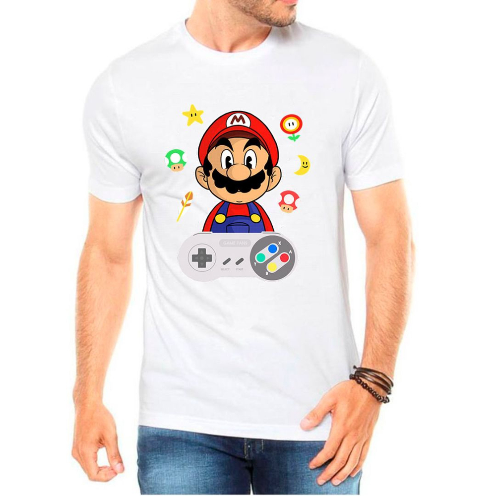 Camiseta Masculina Jogo Super Mario World Estampa Hd Md04