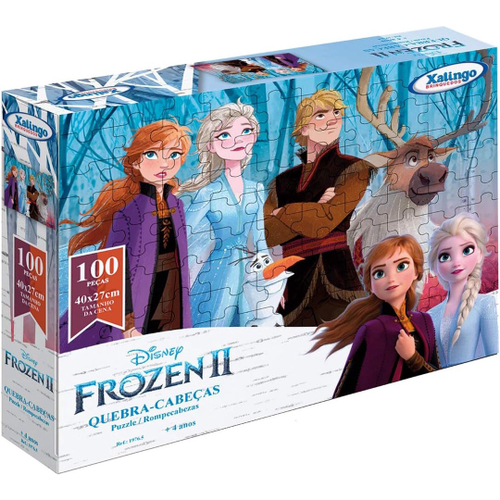 Quebra cabeças de madeira 100 peças frozen 2 disney xalingo no Shoptime