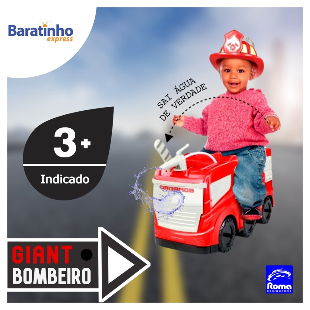 Caminhão Bombeiro Infantil Giant Gigante Com Lança Agua Roma no