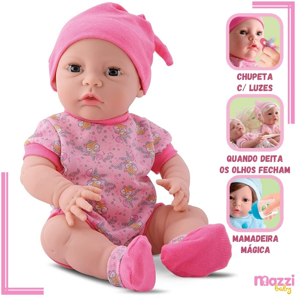 Bebe Reborn Menina Boneca, Manta Chupeta Fralda,rosa