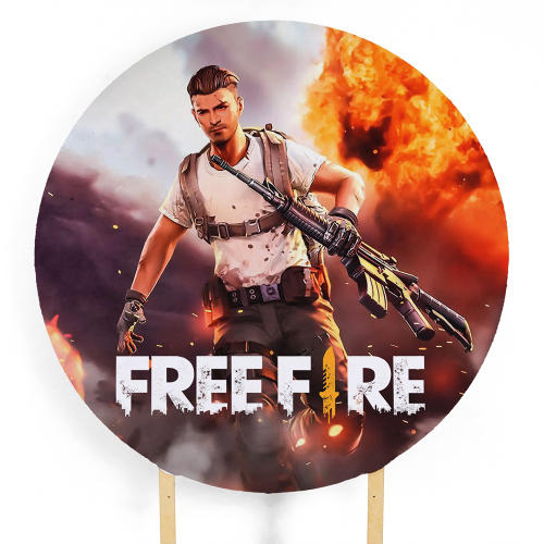 Painel Redondo Free Fire Fogo - Adecore Tecidos