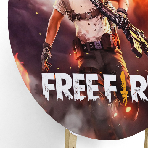 Painel Redondo Free Fire Fogo - Adecore Tecidos