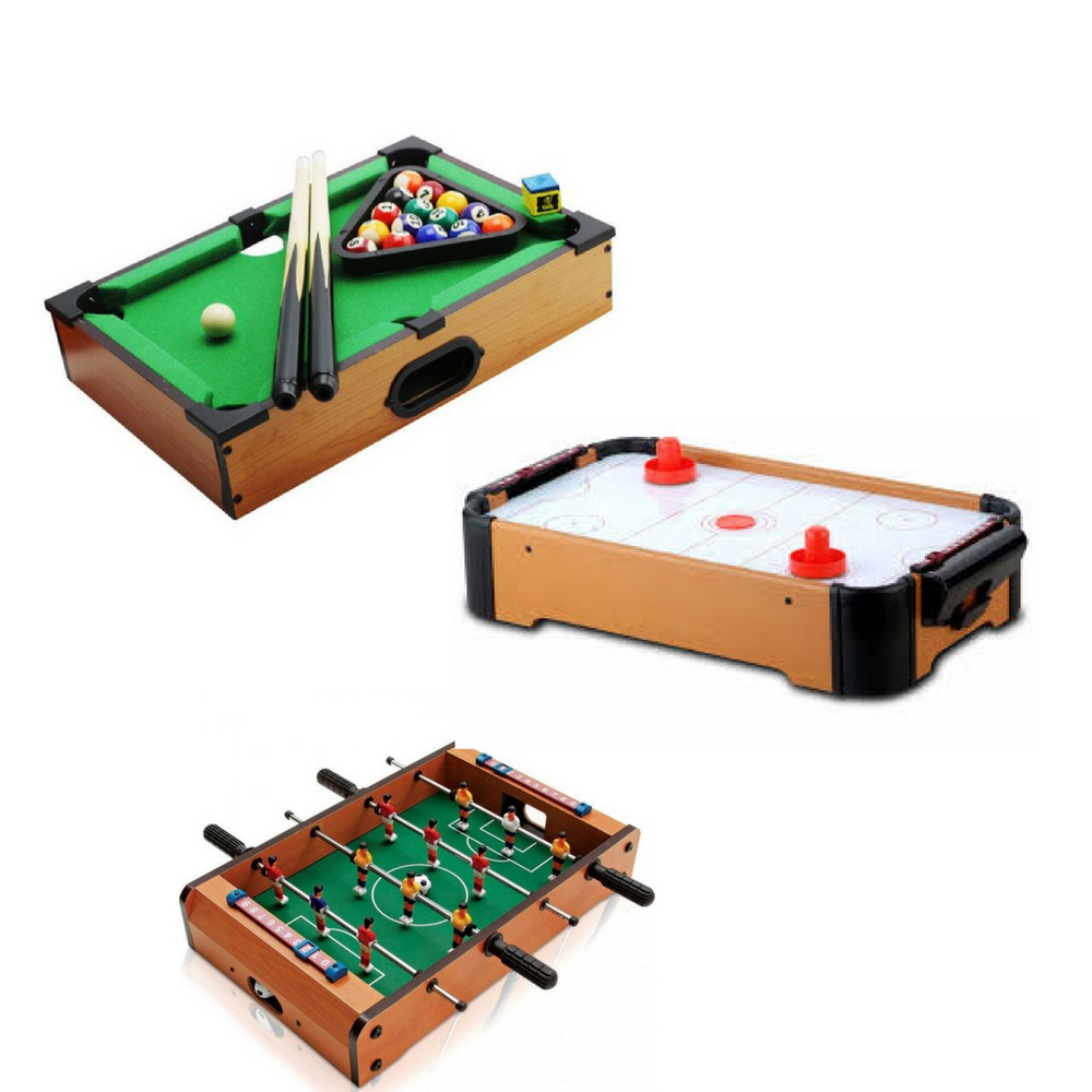 Mini Mesa de Jogos 4 em 1 - Bilhar, Pebolin, Hóquei e Ping Pong